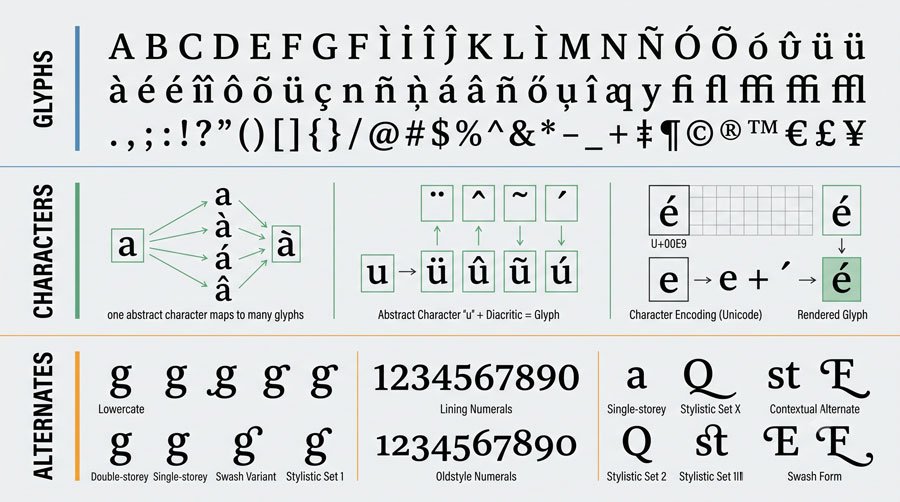 Type Anatomy: Learn the Language of Letterforms 1 Essential Concepts: Glyphs, Characters and Alternates