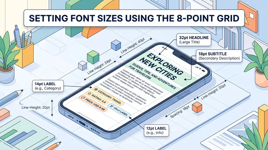 Choosing UI Fonts as a Beginner: Sizes & Typefaces (Part 2) 4 Setting Font Sizes Using the 8-Point Grid