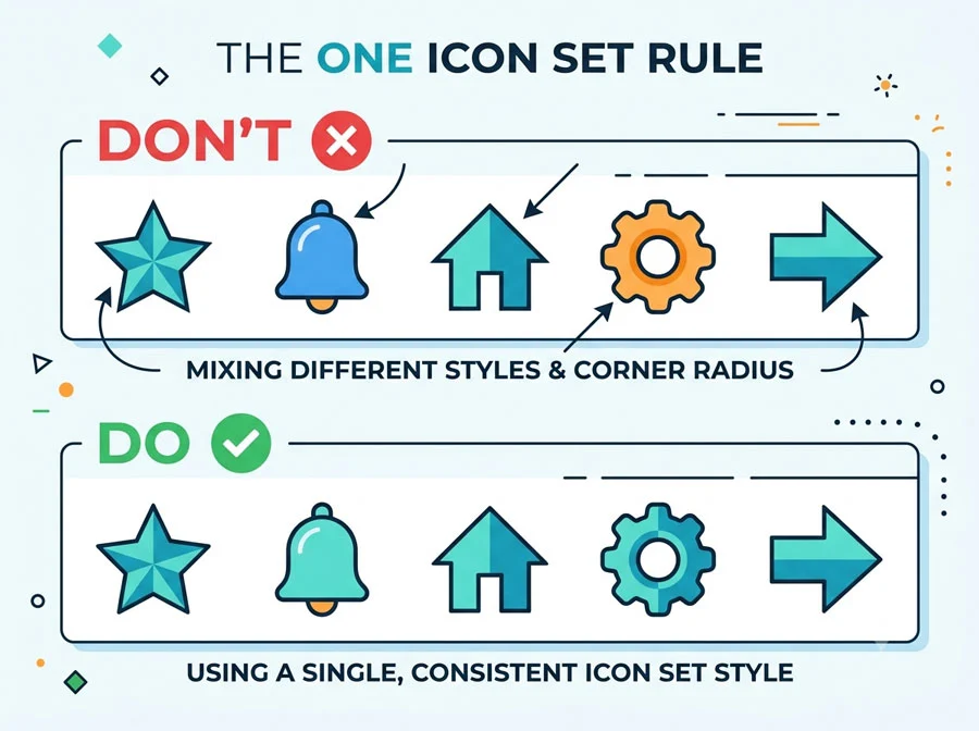 UI Icon Rules: Consistency Matters Most (Part 3) 1 The One Icon Set Rule