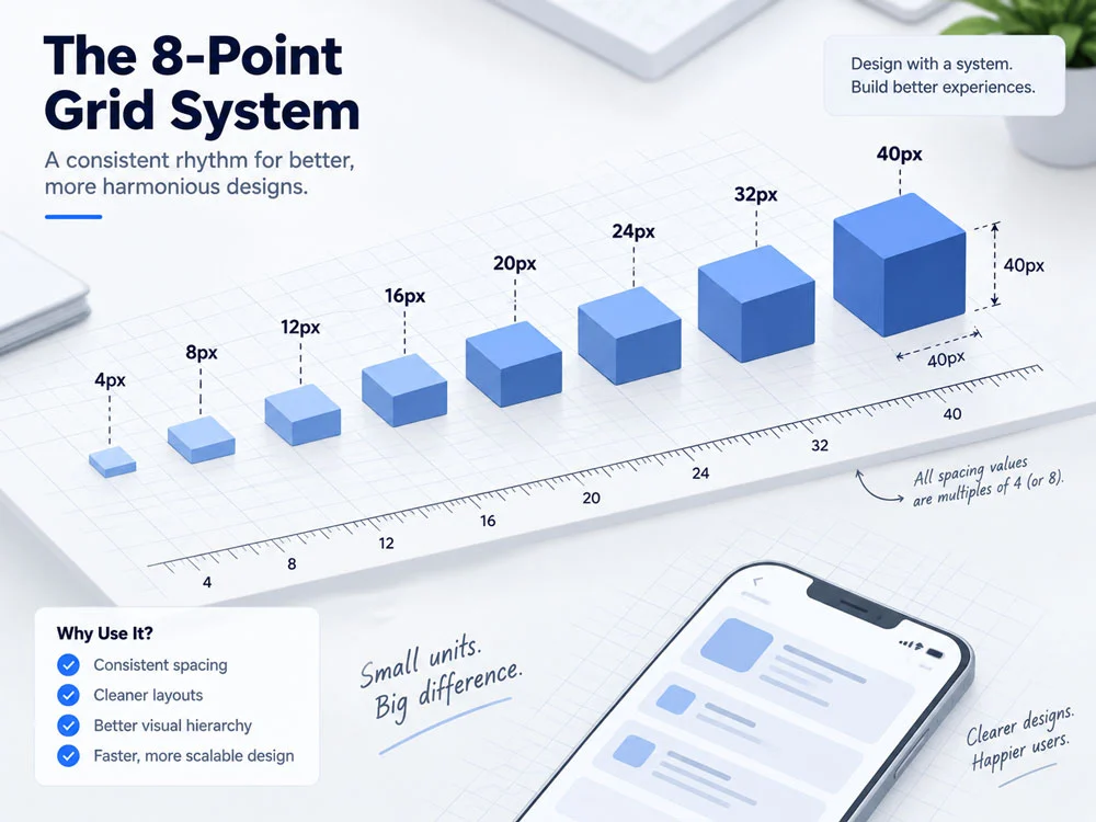 UI Spacing Rules: Master the 8-Point Grid (Part 4) 3 The 8-Point Grid System