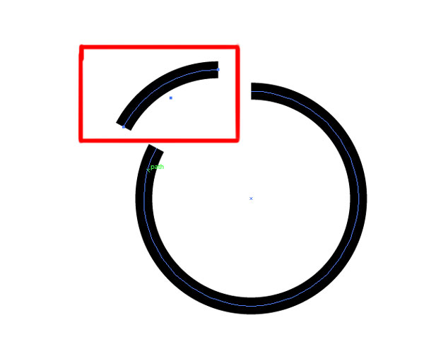 Scissors tool used on ellipse shape in illustrator