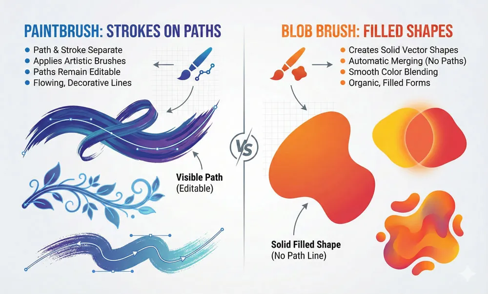 Master Paintbrush and Blob Brush Tool in Illustrator: Complete Guide 6 paintbrush tool vs blob brush tool