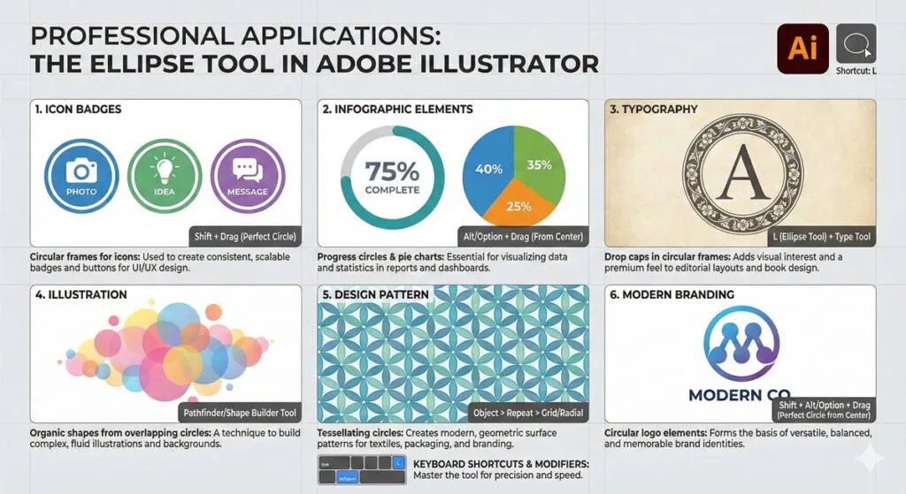 Master Adobe Illustrator Shape Tools: Complete Guide 10 ELLIPSE TOOL APPLICATIONS