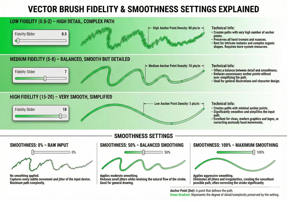 Master Paintbrush and Blob Brush Tool in Illustrator: Complete Guide 8 Fidelity smoothness settings guide