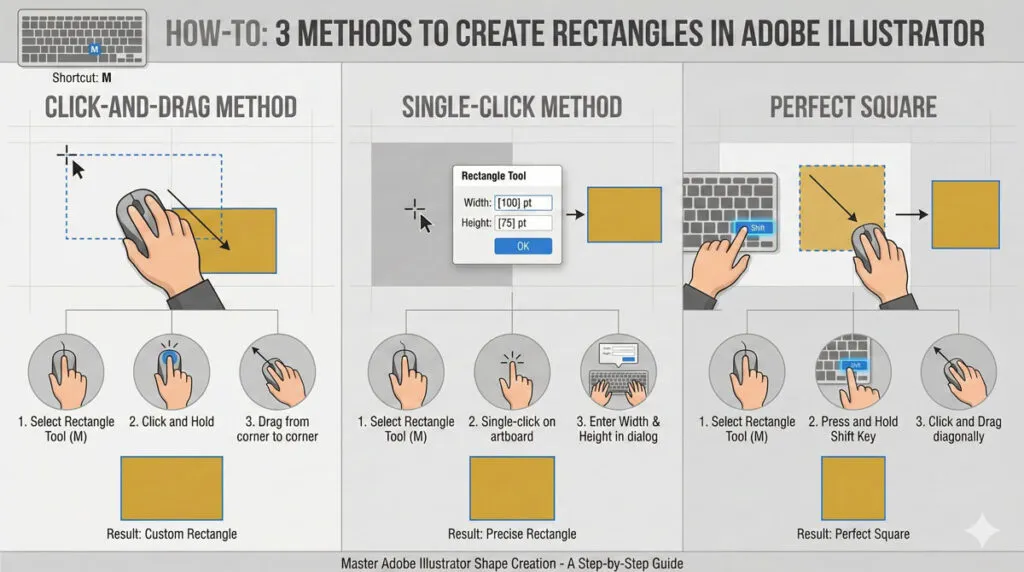 Master Adobe Illustrator Shape Tools: Complete Guide 2 THE RECTANGLE TOOL BASICS