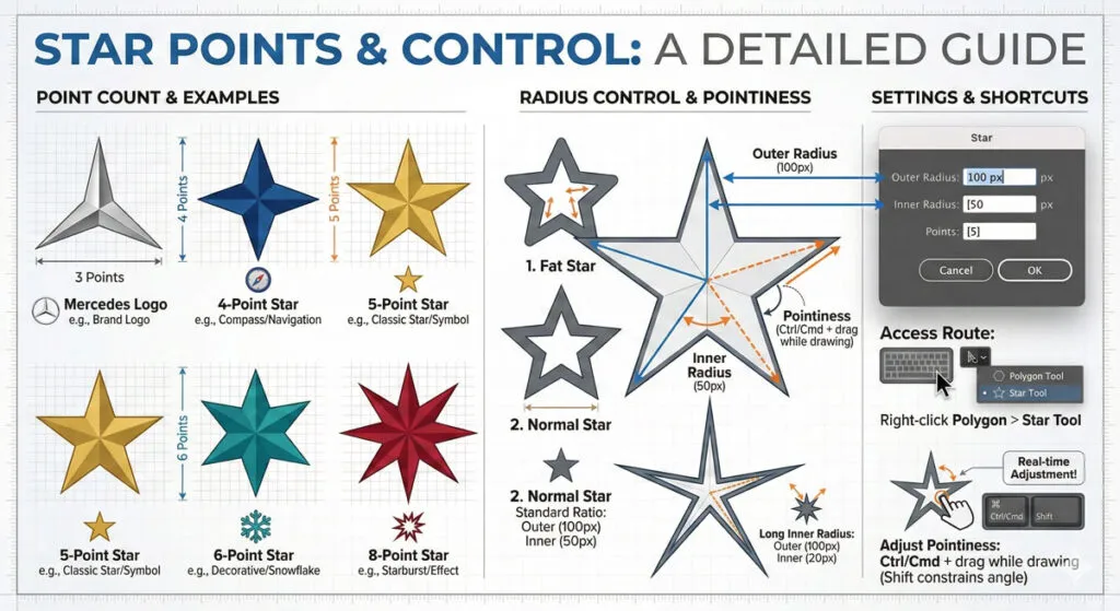 Master Adobe Illustrator Shape Tools: Complete Guide 16 STAR TOOL - CREATING PERFECT STARS