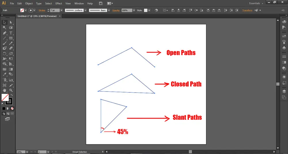 How to use the Pen Tool in illustrator 1 Paths created by Pen Tool in illustrator