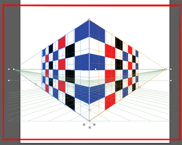 Perspective Tool in Illustrator 9 placing patterns on both side of perspective grid in illustrator