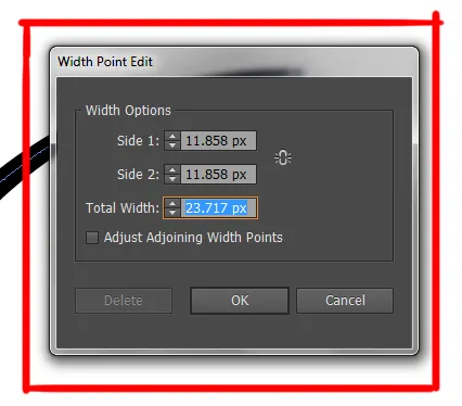 Width Tool in illustrator 8 width point edit dialog box in illustrator