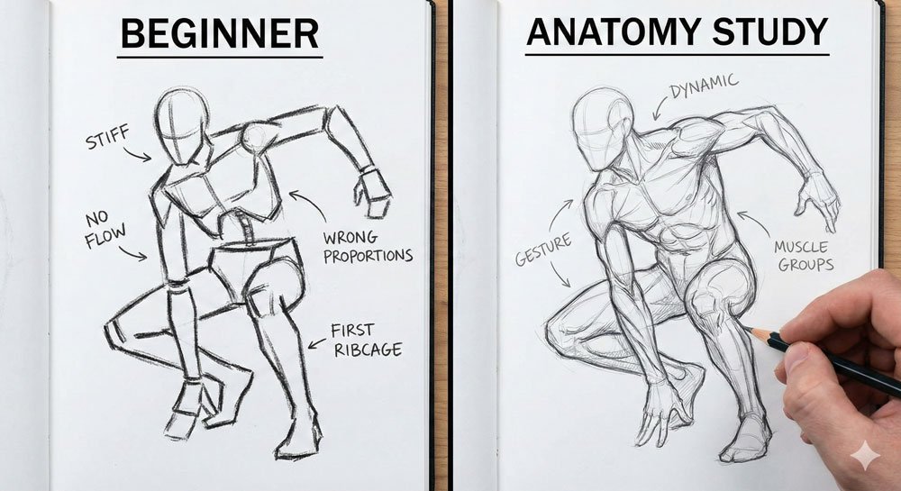 Human Anatomy Sketch Drawing