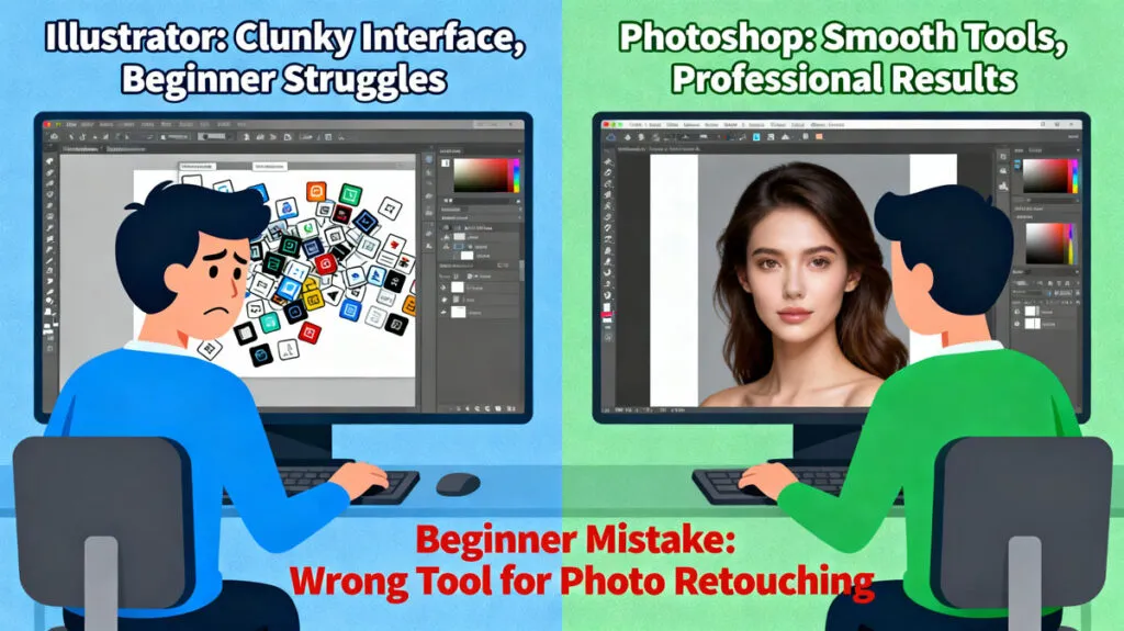 Adobe Illustrator vs Photoshop for Beginners: Which Should You Learn First? 11 Beginner Mistake 2: Photo Editing - Using Wrong Tool for the Job
