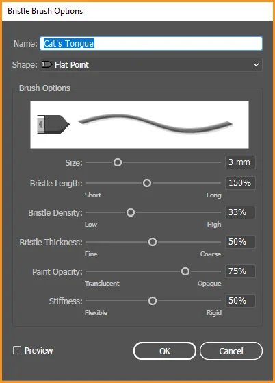 How to set Brush Pressure in Illustrator 10 bristle brush options