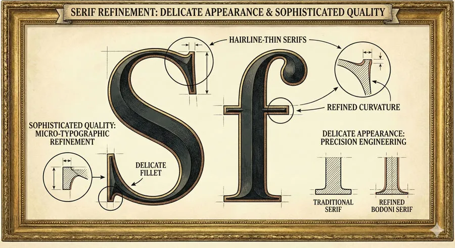 Bodoni - Theatrical Prestige Aesthetics 8 Thin Serifs and Refined Details