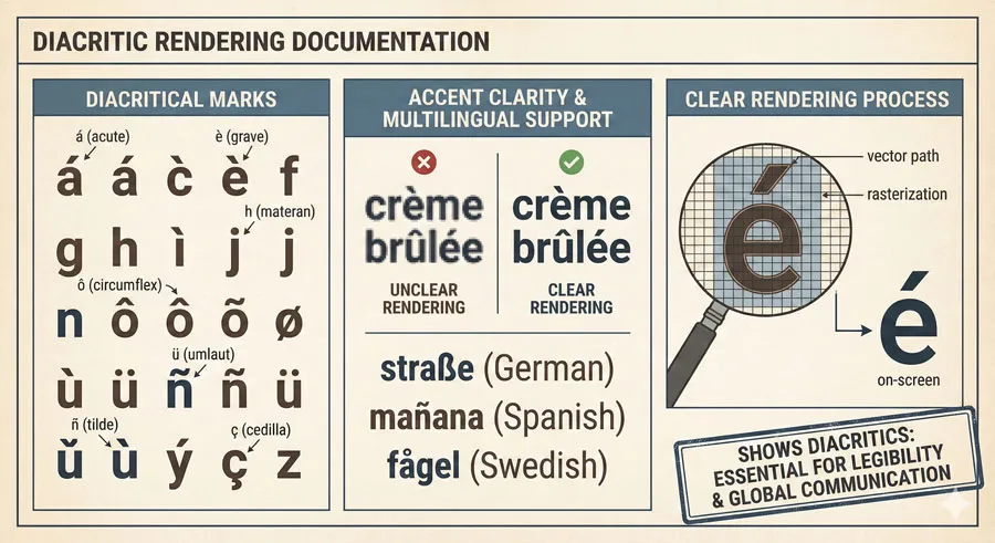 Legibility vs. Readability - Typography Fundamentals 23 Diacritic Clarity and Accent Marks