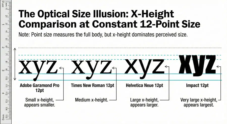 Essential Elements: Anatomy and Terminology of Type 4 Point Size, x-Height and Optical Sizing