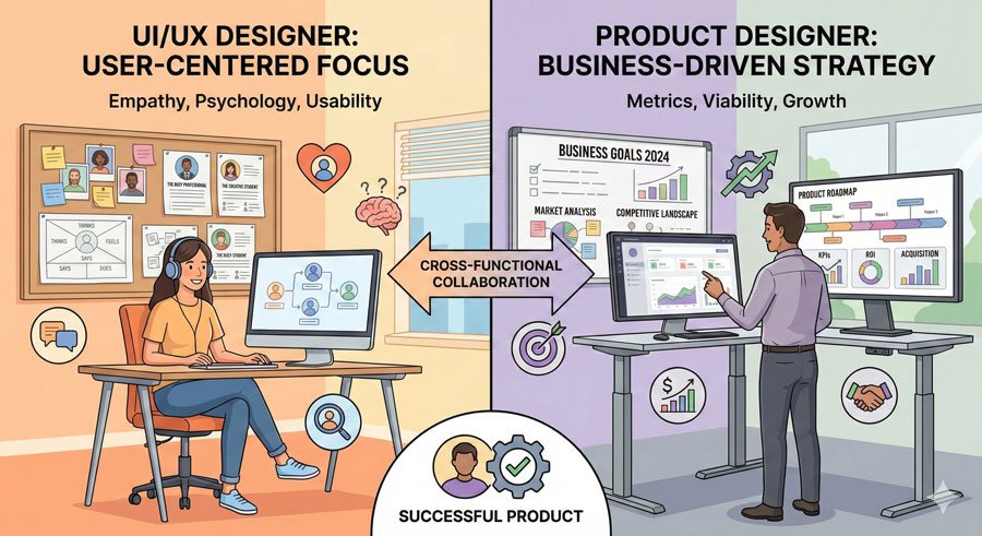 The Ultimate Guide to Becoming a Product Designer: Your Complete Career Roadmap 2 The Difference Between UI/UX Designer vs Product Designer