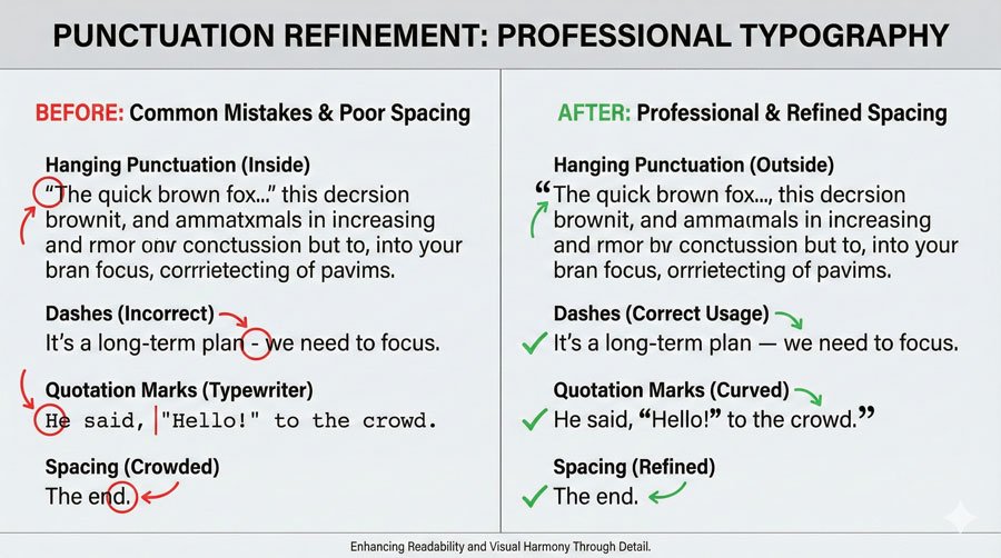 Aesthetic Tailoring and Professional Typography Standards 7 Punctuation Refinement