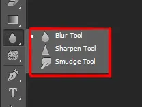 Tools in Photoshop 9 blur tool | sharpen tool | smudge tool