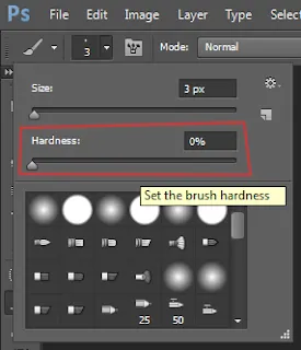 Brush Tool in Photoshop 4 hardness setting in brush in photoshop