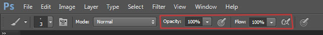 opacity & flow options in brush in photoshop