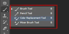 Tools in Photoshop 5 brush tool | pencil tool | color replacement tool | mixer brush tool