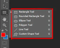 Tools in Photoshop 13 rectangle tool | rounded rectangle tool | ellipse tool | polygon tool | line tool | custom shape tool