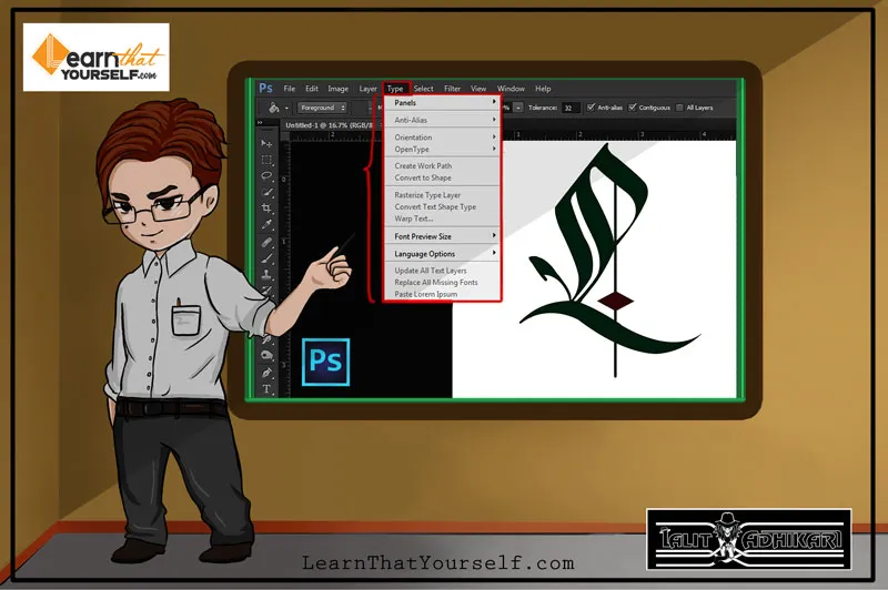 Type panel adobe photoshop cover art learn that yourself LTY Lalit adhikari.jpg