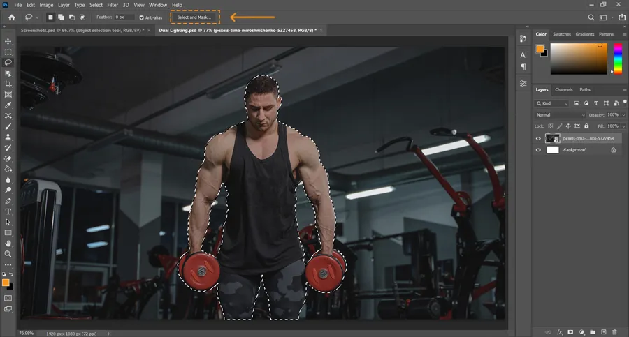 Dual light effect 18 select and mask option in photoshop