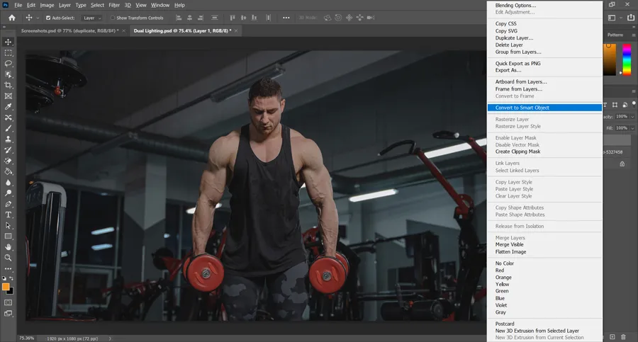Dual light effect 21 convert to smart object