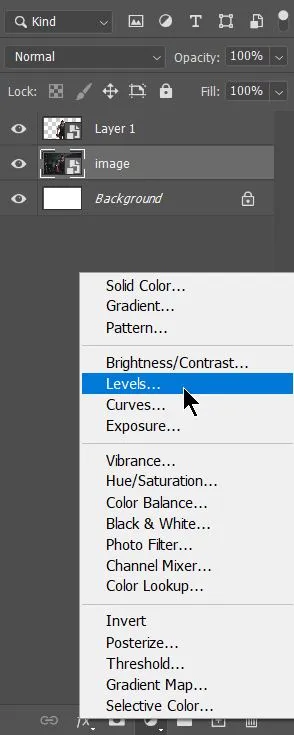 Dual light effect 23 levels adjustment layer option in photoshop