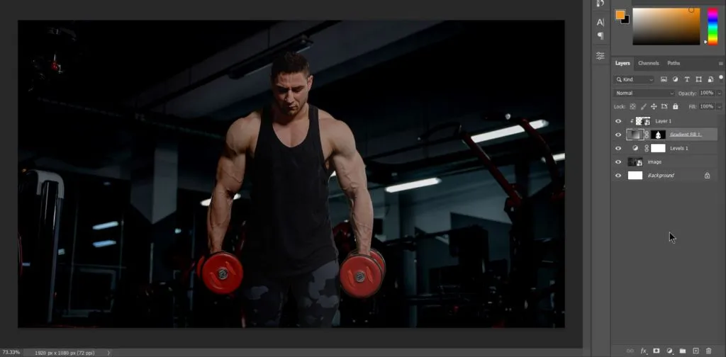 Dual light effect 32 clip masking layer selected in layer panel in photoshop