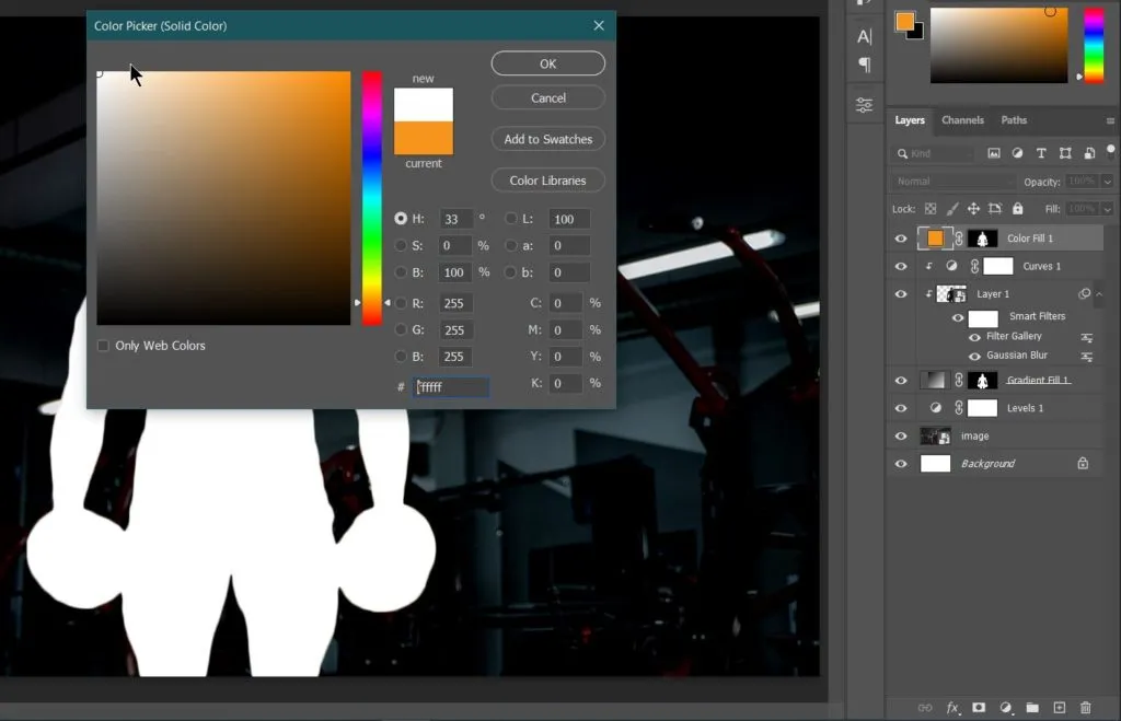 Dual light effect 38 solid color adjustment layer in photoshop