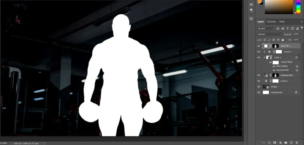 Dual light effect 39 white solid color adjustment layer applied subject mask