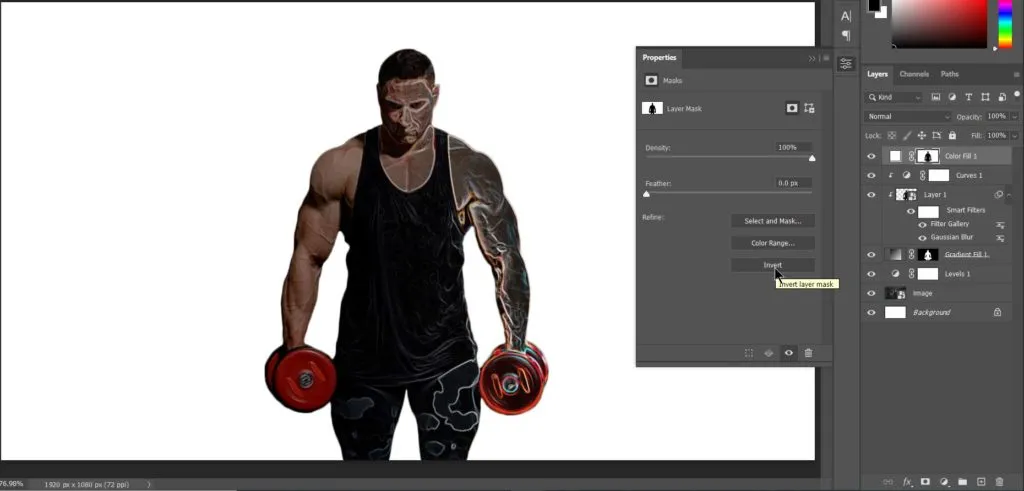 Dual light effect 42 after inverting mask in photoshop