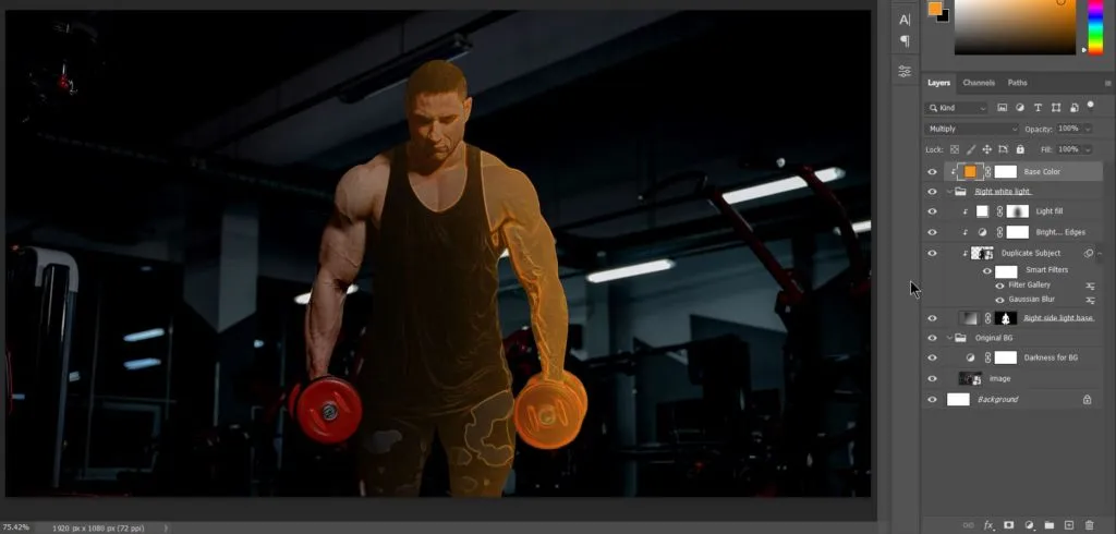 Dual light effect 48 renamed solid color adjustment layer and clip masked it in layer panel in photoshop