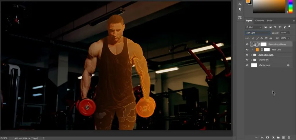 Dual light effect 49 gradient fill adjustment layer in photoshop