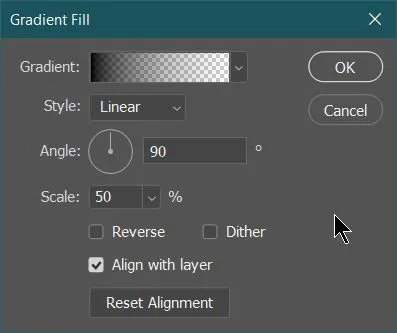 Dual light effect 63 gradient fill adjustment dialog box in photoshop