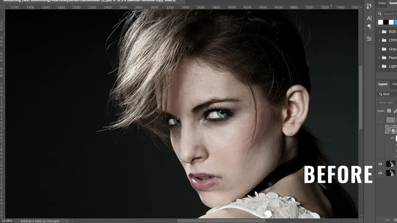 Skin Retouching 10 before skin smoothening