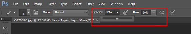 opacity & flow option in photoshop