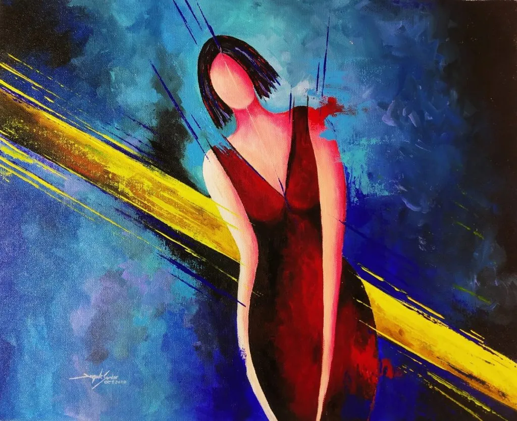 Basics of Design 5 colorful figurative woman abstract painting