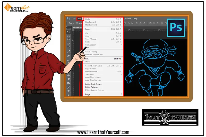 edit menu in photoshop