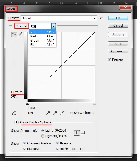 Image menu in Photoshop 12 curves dialog box in photoshop