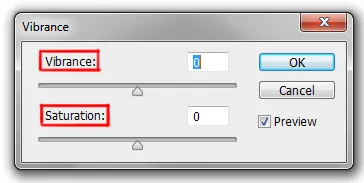 Image menu in Photoshop 14 vibrance dialog box in photoshop