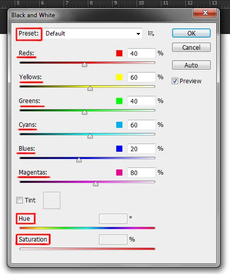 Image menu in Photoshop 17 black and white adjustment dialog box in photoshop