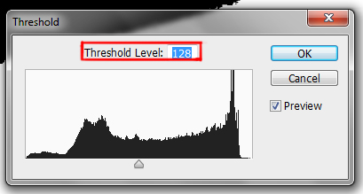 threshold adjustment dialog box in photoshop