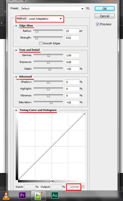 Image menu in Photoshop 27 hdr toning adjustment dialog box in photoshop