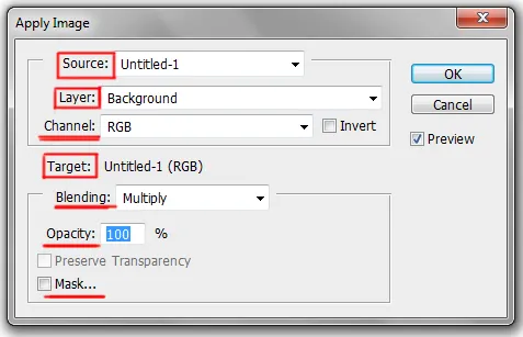 Image menu in Photoshop 39 apply image dialog box in photoshop