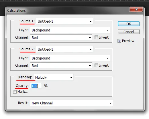 Image menu in Photoshop 40 calculations dialog box in photoshop