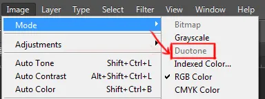 Image menu in Photoshop 4 duotone under mode option in image menu in photoshop