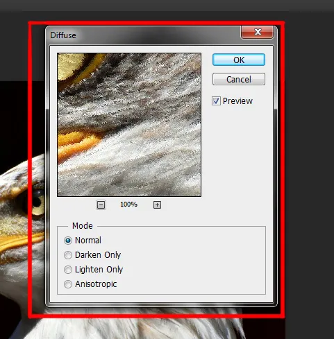Filter menu in Photoshop 16 diffuse dialog box in photoshop